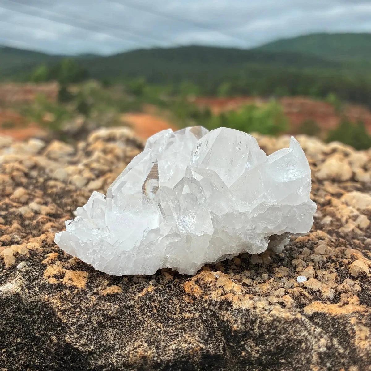 This is the left side of this quartz cluster outside.