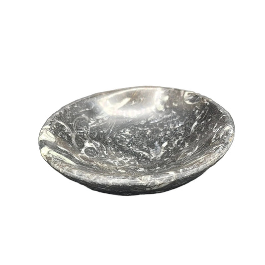 Small trinket bowl with authentic 
Ammonite fossils throughout.