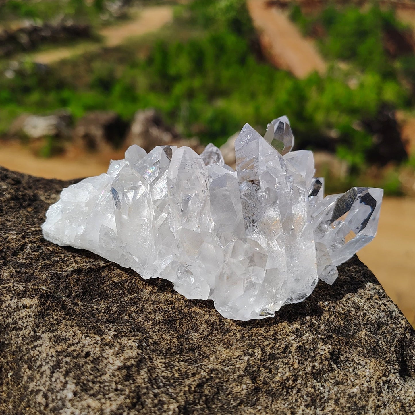 This is the front side of this quartz crystal cluster