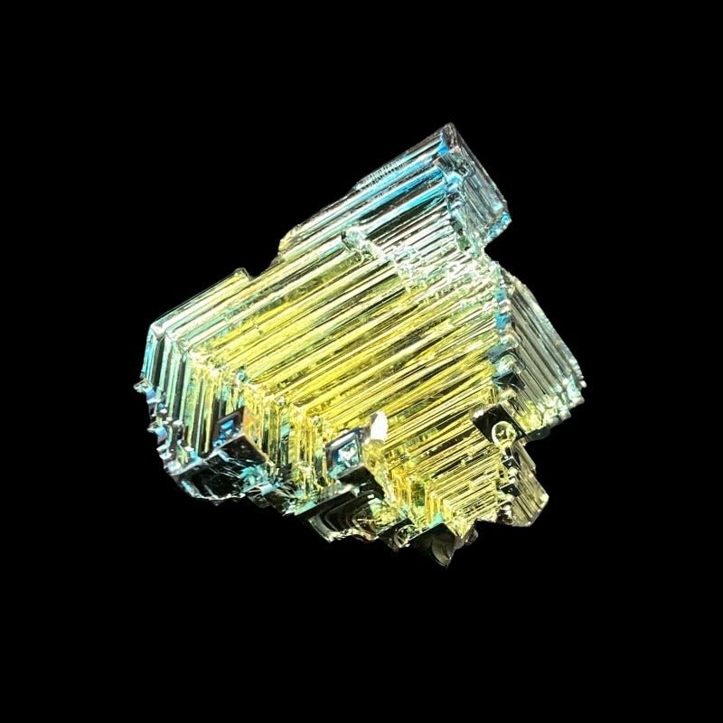 Front Side Of Yellow And Blue Bismuth Specimen