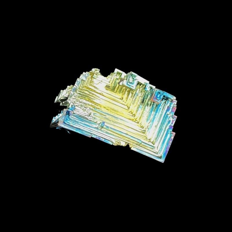 Back Side Of Yellow And Blue Bismuth Specimen