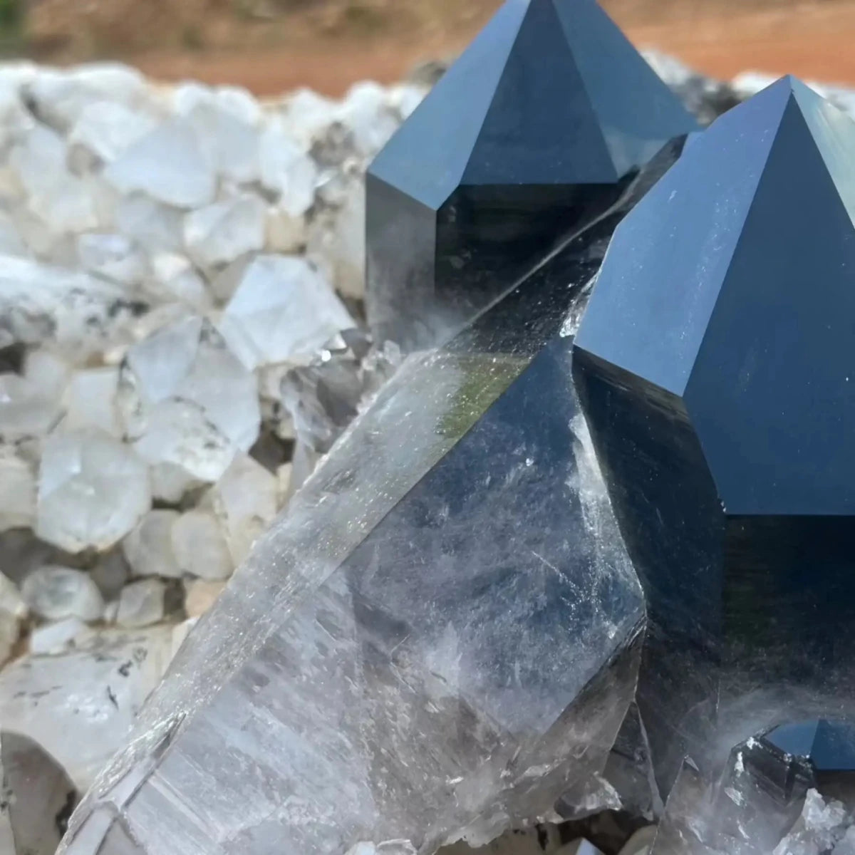 Close Up Side View Of Enhanced Quartz Cluster
