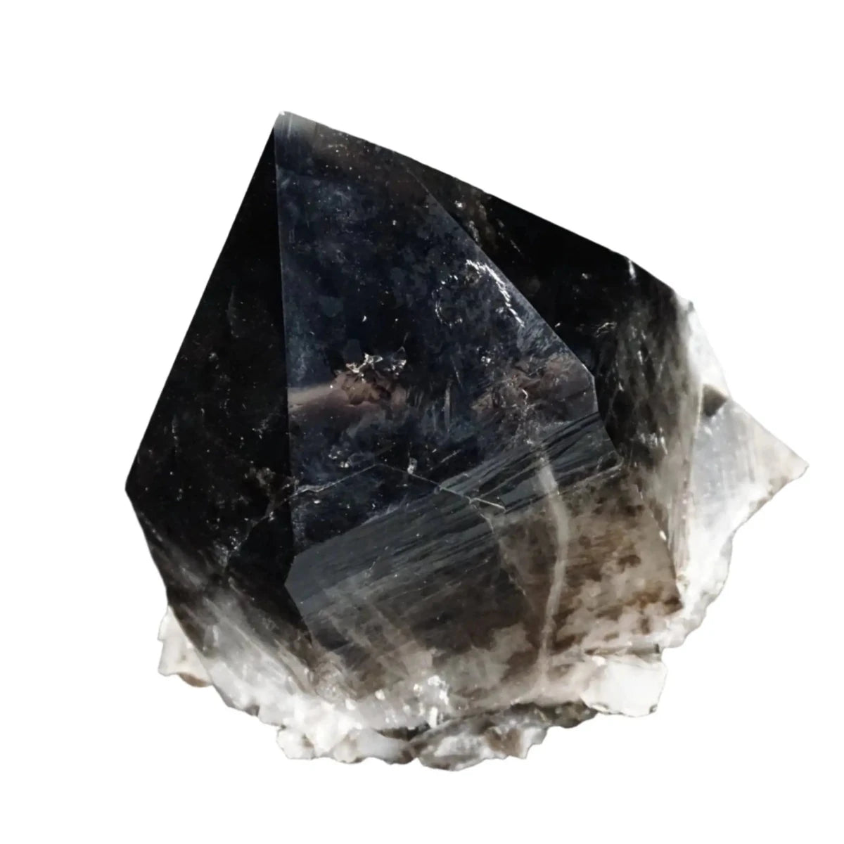 Close Up Of A Large Point on An Enhanced Smoky Quartz Cluster
