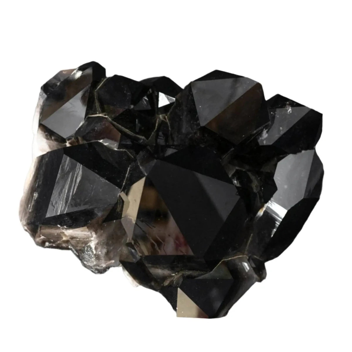 Enhanced Black Smoky Quartz Crystal Cluster