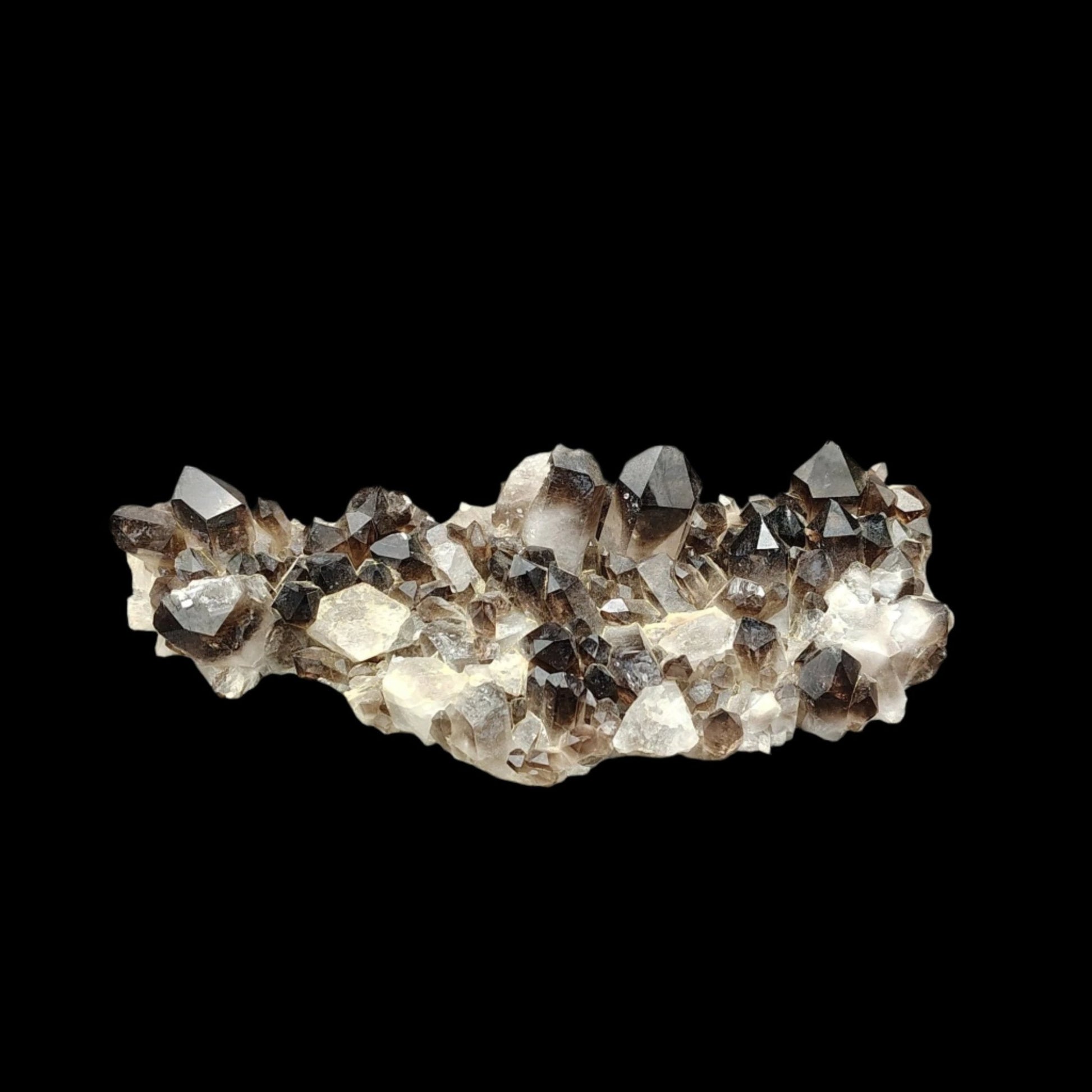 This is the front view of this smoky Quartz crystal cluster