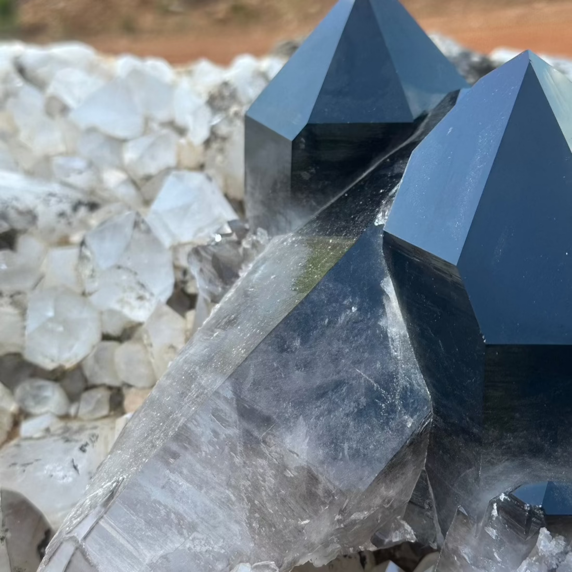 Close Up Side View Of Irradiated Quartz Cluster