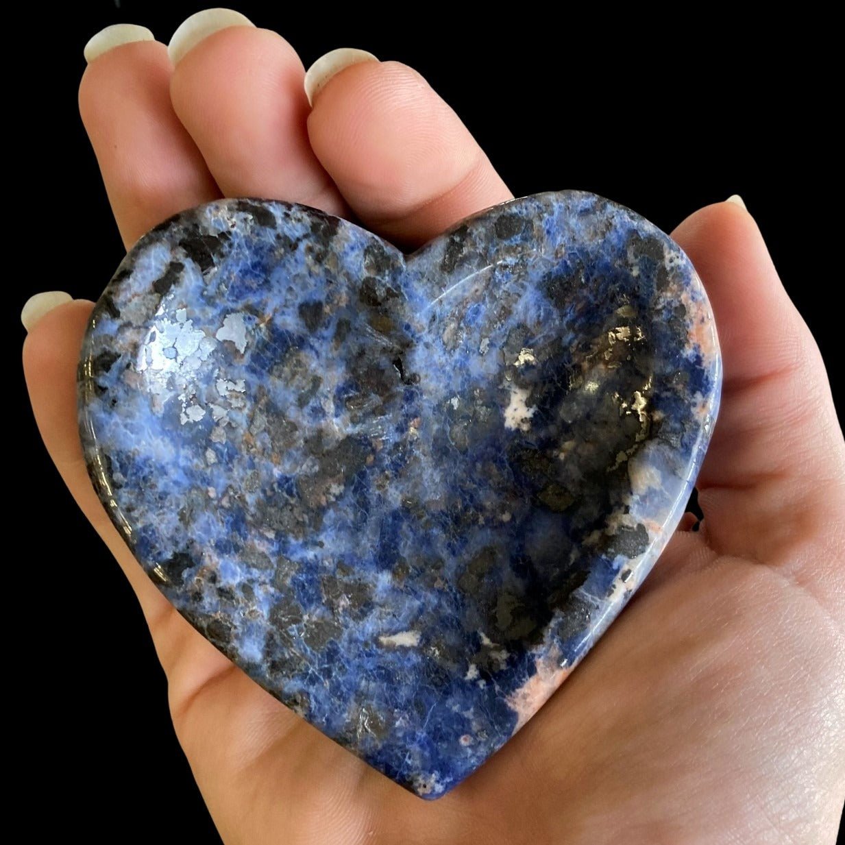 Sodalite Heart trinket Bowl In Natural Light