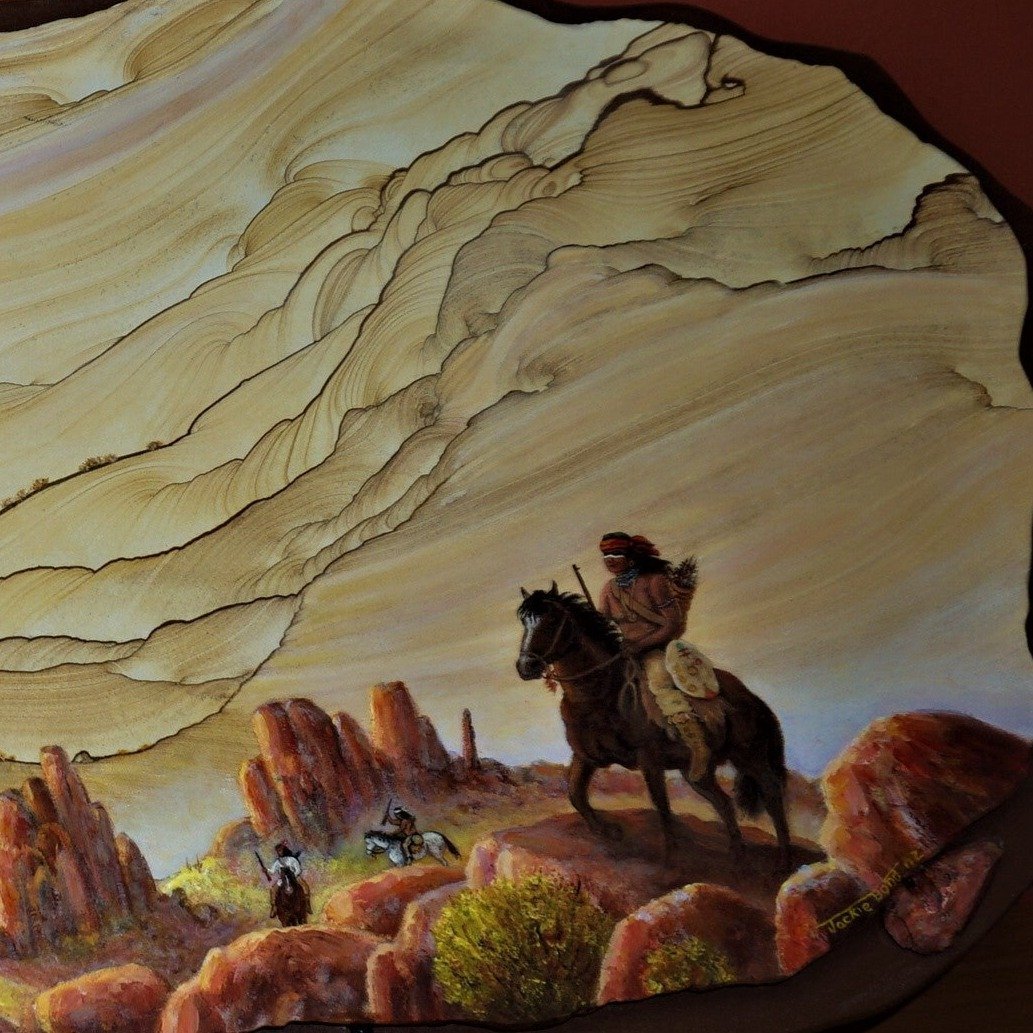 Hand Painted Sandstone Southwest Decor Native American On Horse