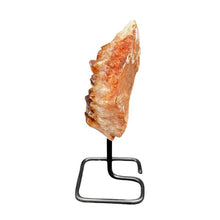 Load image into Gallery viewer, Side View Of Citrine Crystal Cluster, Left Natural And On A Black Metal Stand

