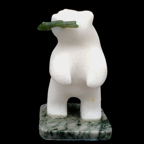 Hand Carved Polar Bear Star Marble Stone