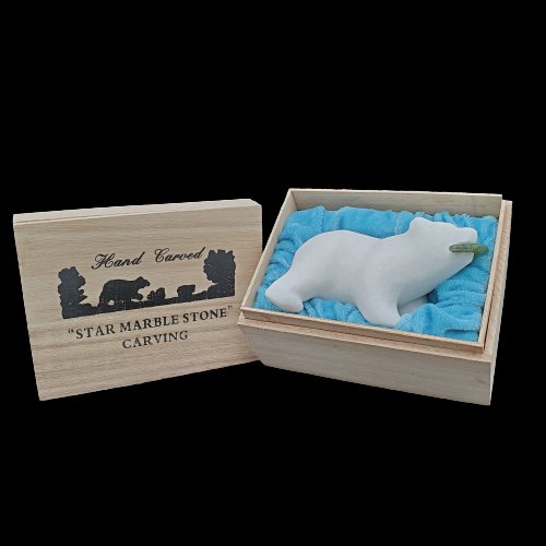 Star Marble Stone Carved Walking Polar Bear