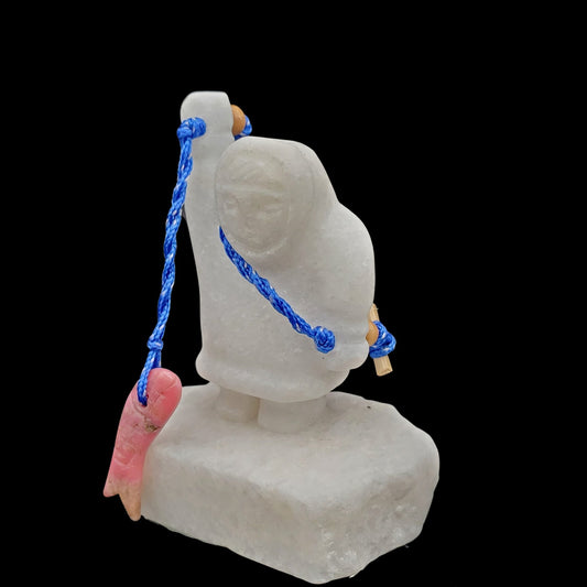 Star Marble Stone Eskimo with Pink Jade Fish