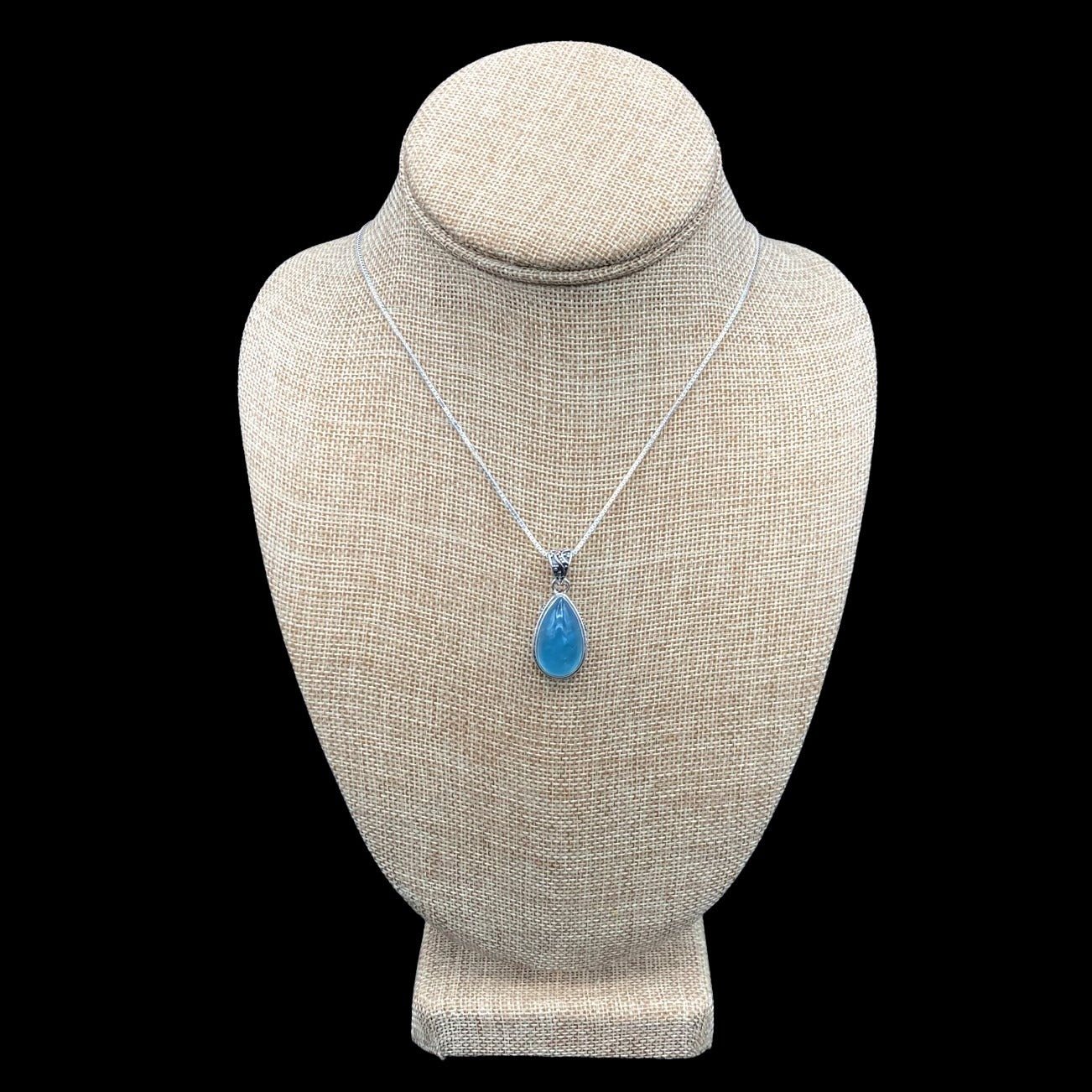 Sterling Silver And Aquamarine Pendant Necklace