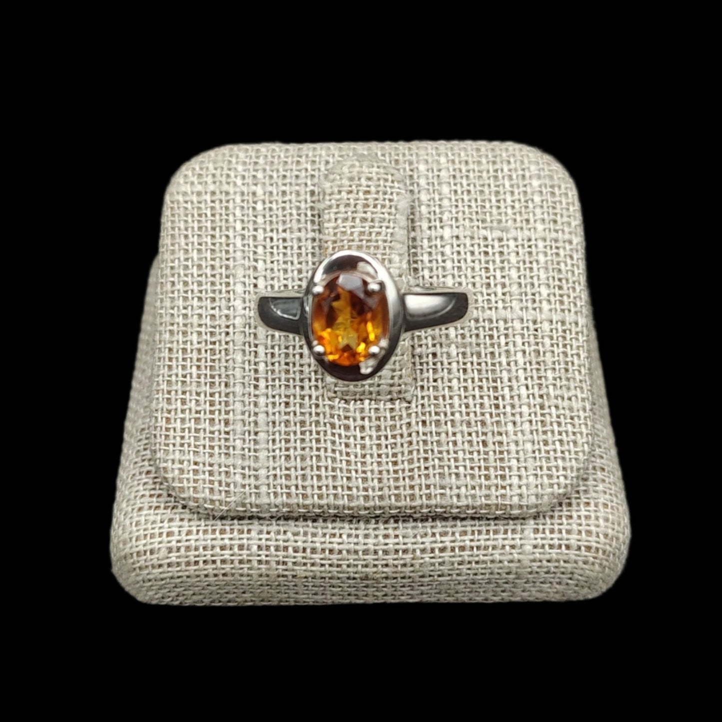 This is the front view of this Sterling Silver and oval cut Citrine gemstone ring