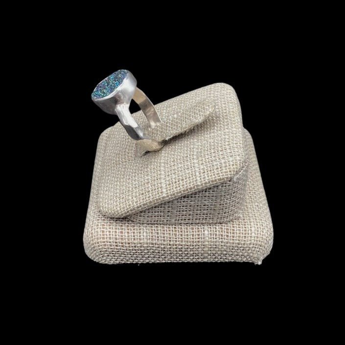 Side View Of Sterling Silver And Druzy Ring