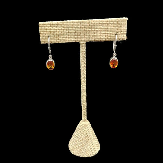 This is the front view of these dangle Citrine gemstone earrings