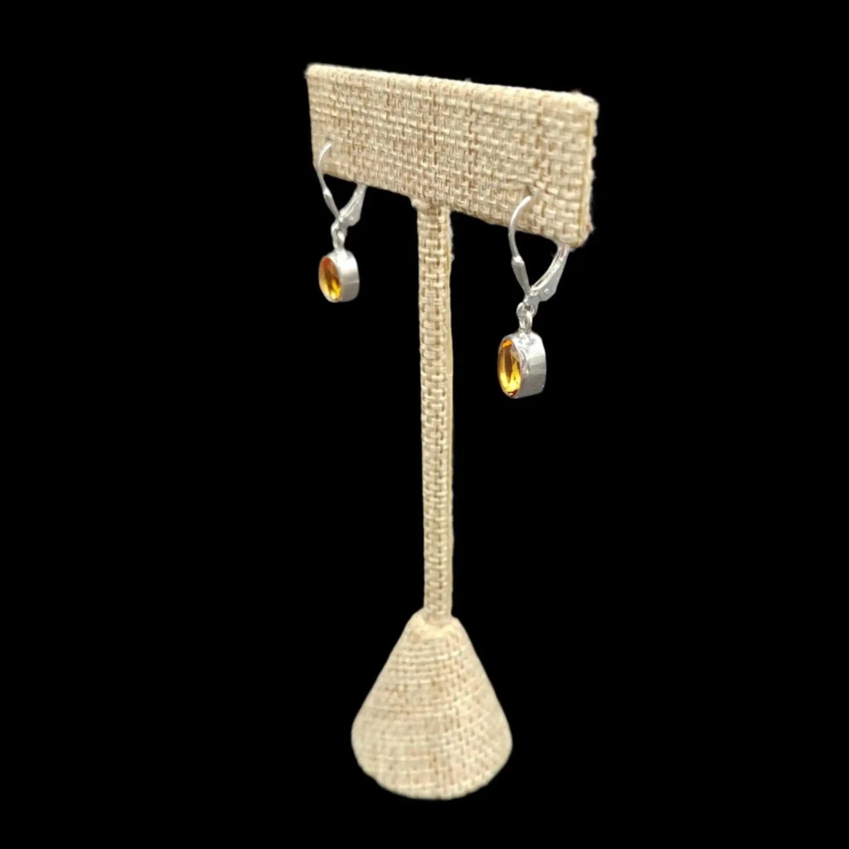 This is the side view of these Citrine gemstone earrings