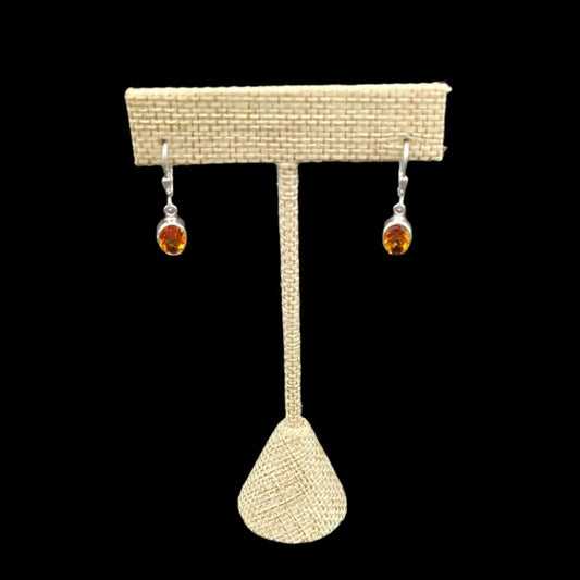 This is the front view of these oval Citrine lever back earrings