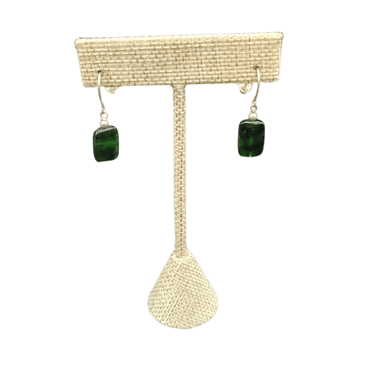 This is the front view of these dark green Jade earrings