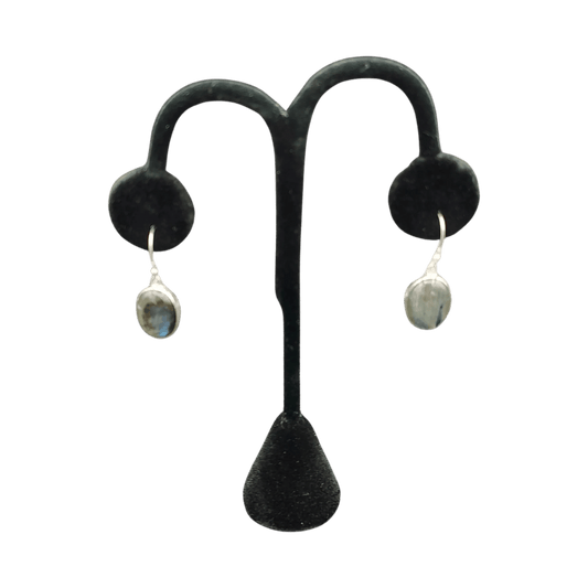 This is the front side of these Sterling Silver Labradorite dangle earrings