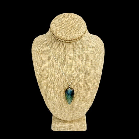 Sterling Silver And X-Large Labradorite Pendant Necklace