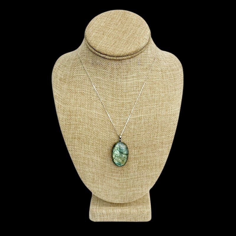 Sterling Silver Labradorite Pendant On Sterling Chain