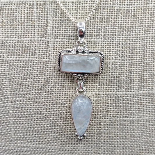 This is a close up of the Sterling Silver and Moonstone pendants