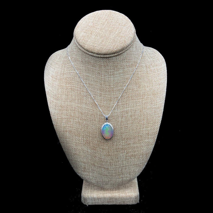 Sterling Silver And Opal Pendant Necklace