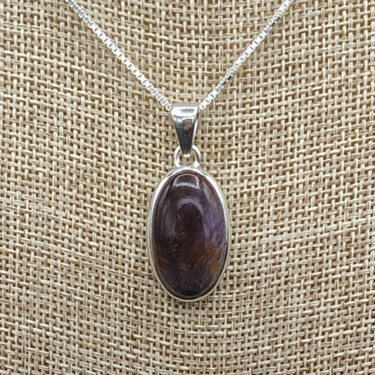 This is a close up of this oval shaped Cacoxenite Amethyst pendant