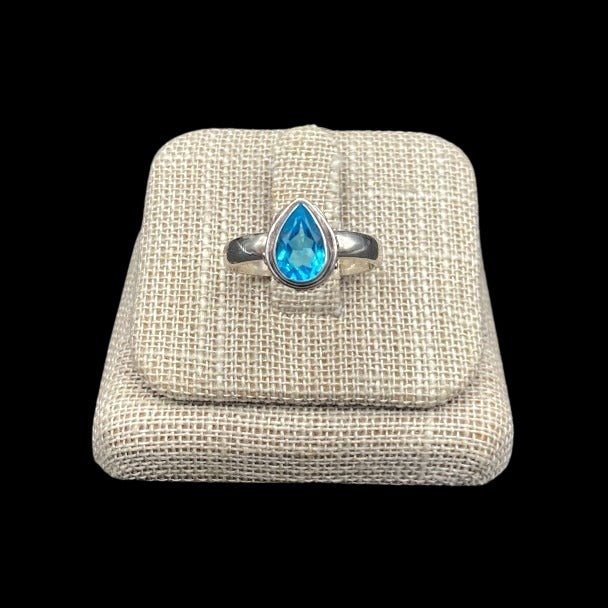 Sterling Silver Pear Cut Blue Topaz Ring