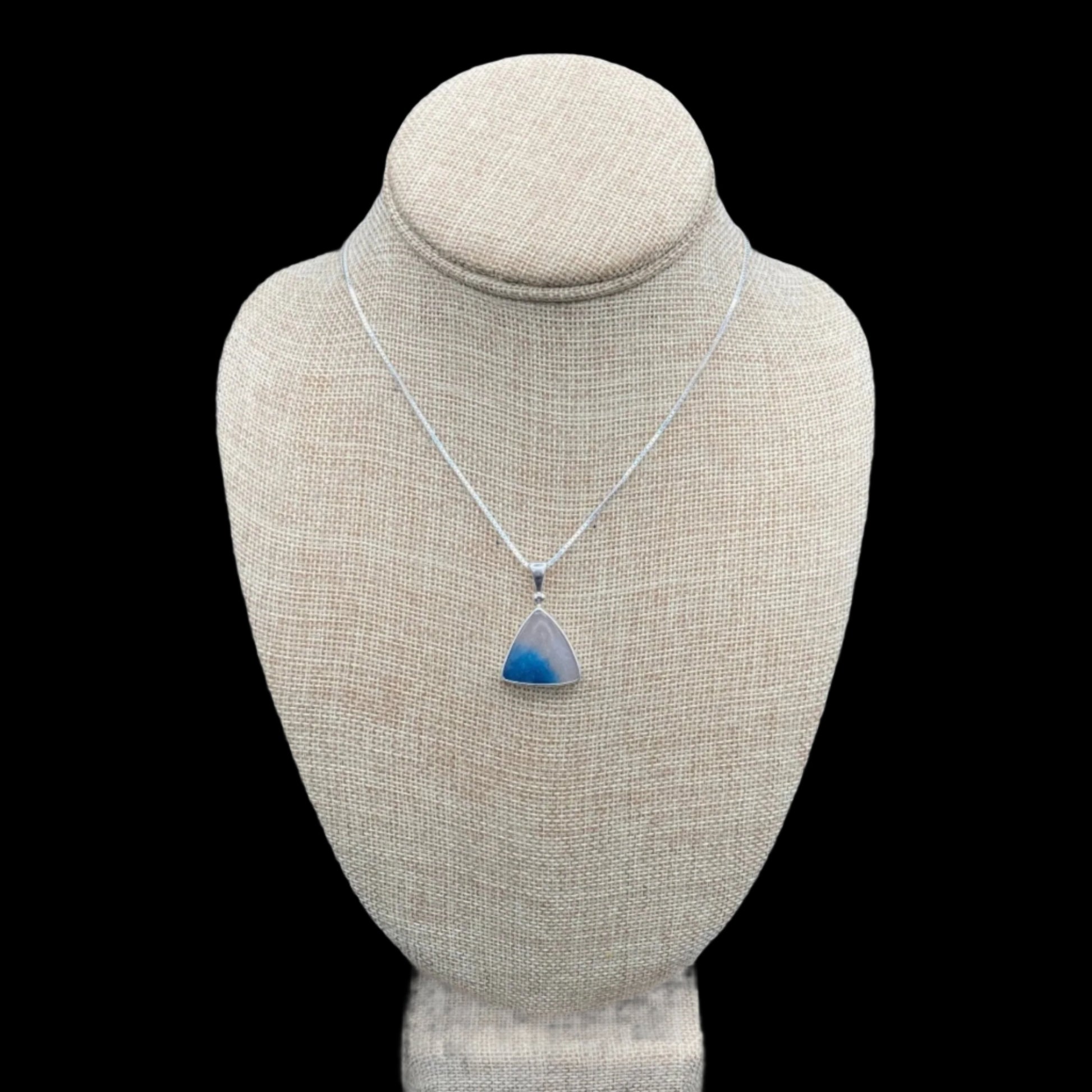 Sterling Silver and blue Dumortierite Quartz pendant necklace