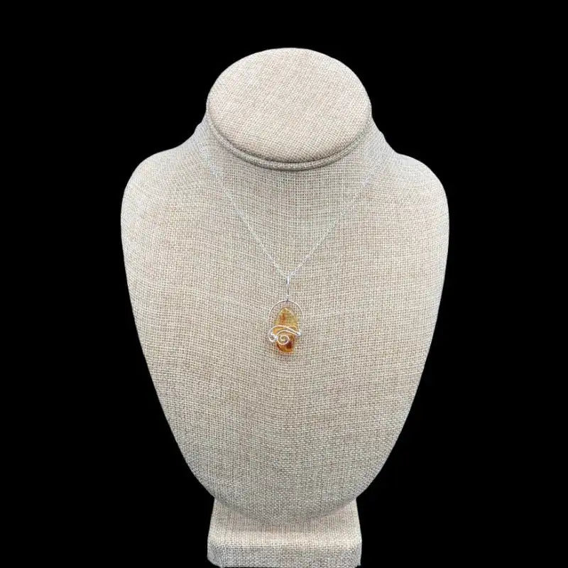 Baltic Amber Sterling Pendant on display neck