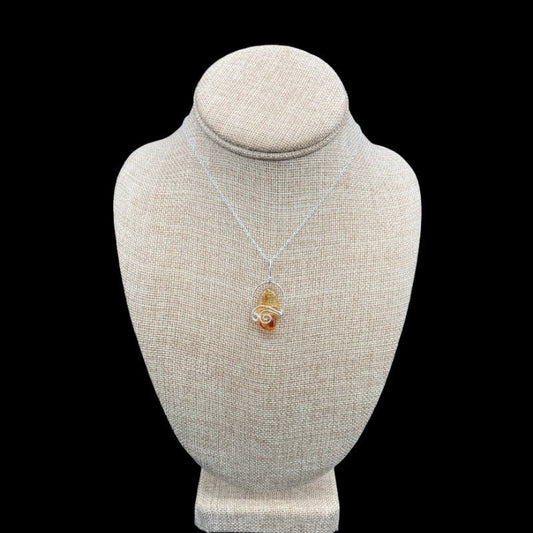 Sterling Silver Wire Wrapped Baltic Amber Pendant Necklace