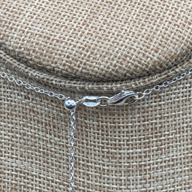 Close Up Of Sterling Silver Adjustable Chain And Lobster Claw Clasp