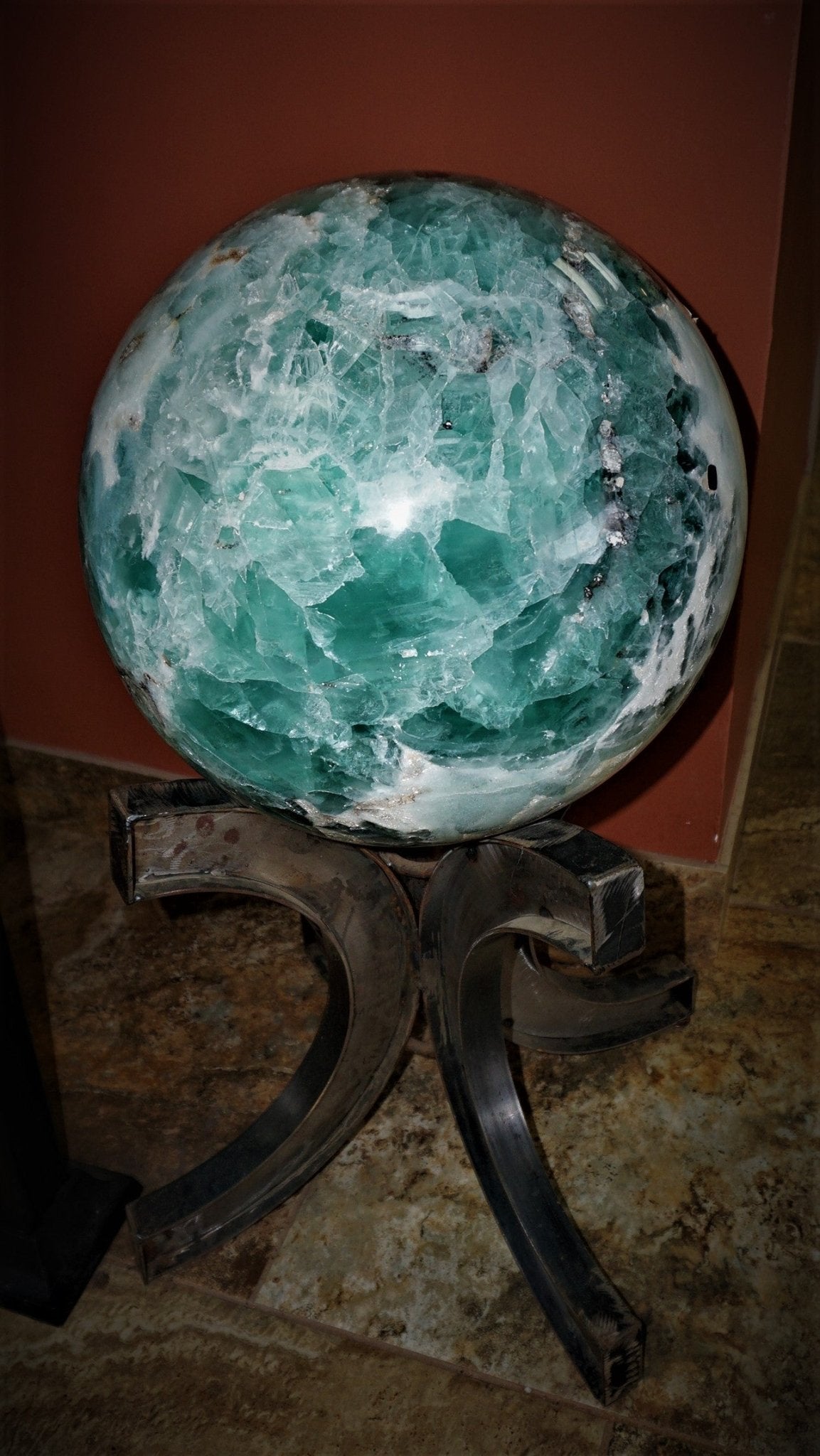 14 Inch Fluorite Sphere On Stand