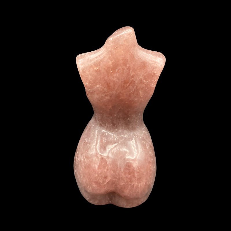 Back Side Of Strawberry Quartz Woman Figurine