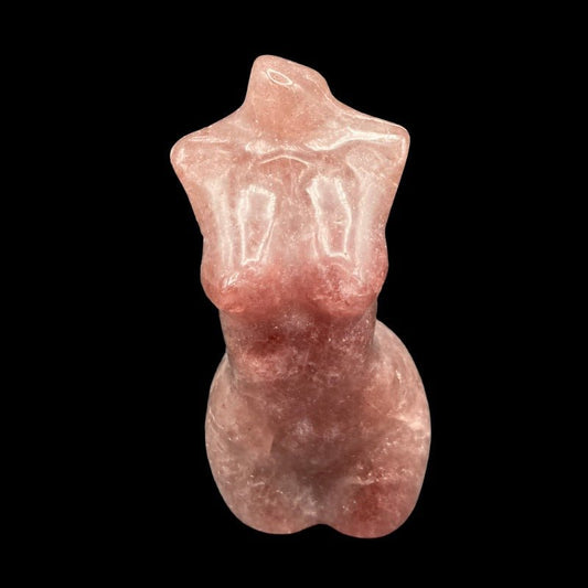 Front Side Of Strawberry Quartz Woman Figurine