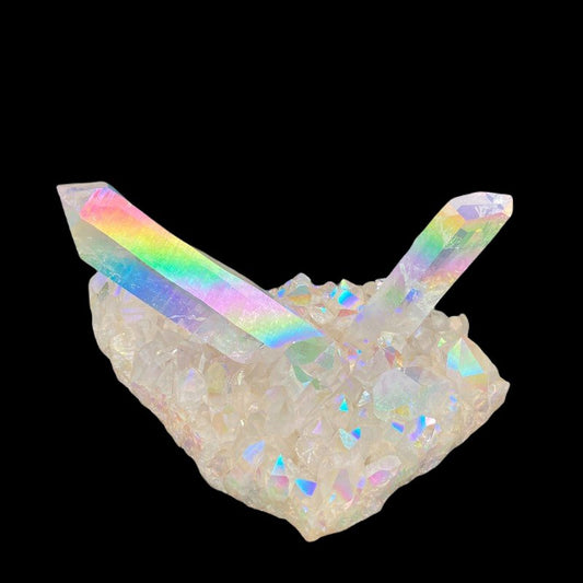 Front Side Of Stunning Opal Si Aura Quartz Crystal Cluster