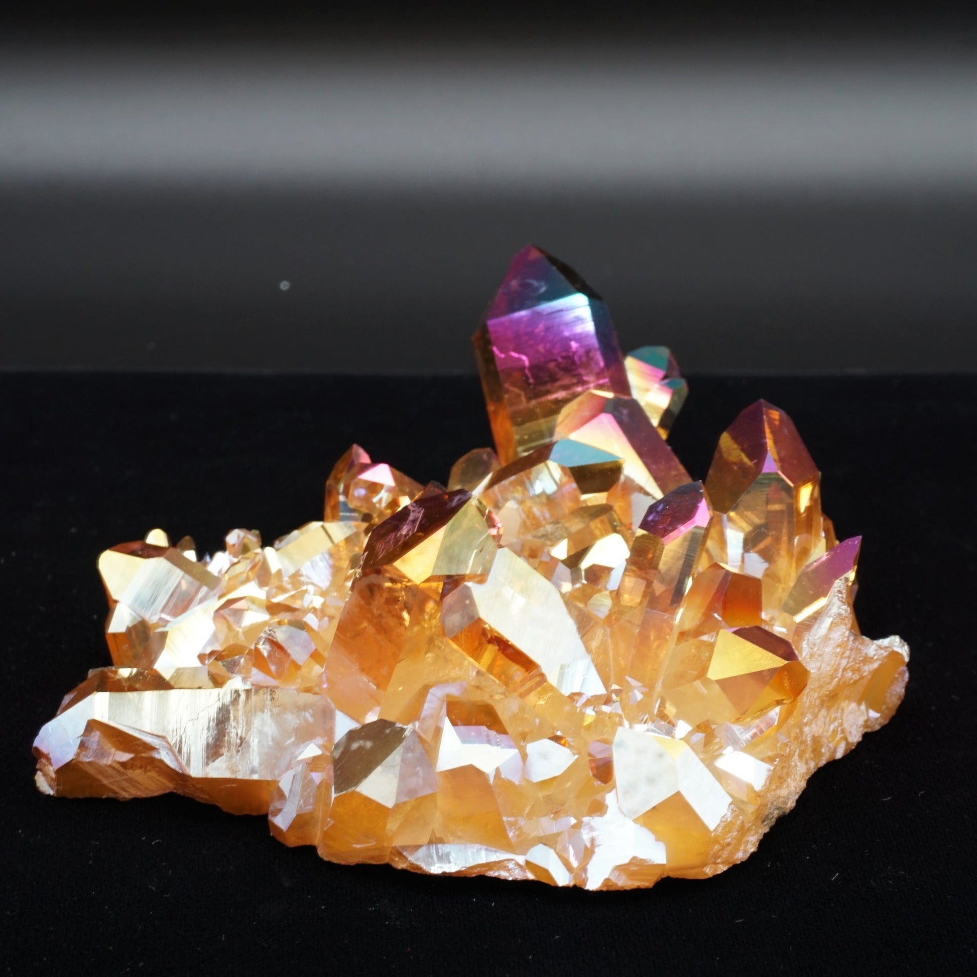 Sunset Aura Quartz Crystal Front