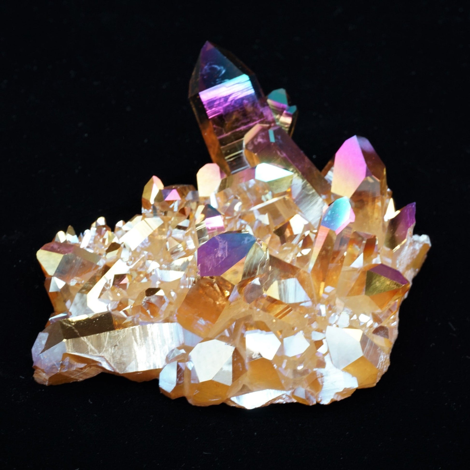 Sunset Aura Quartz Crystal side