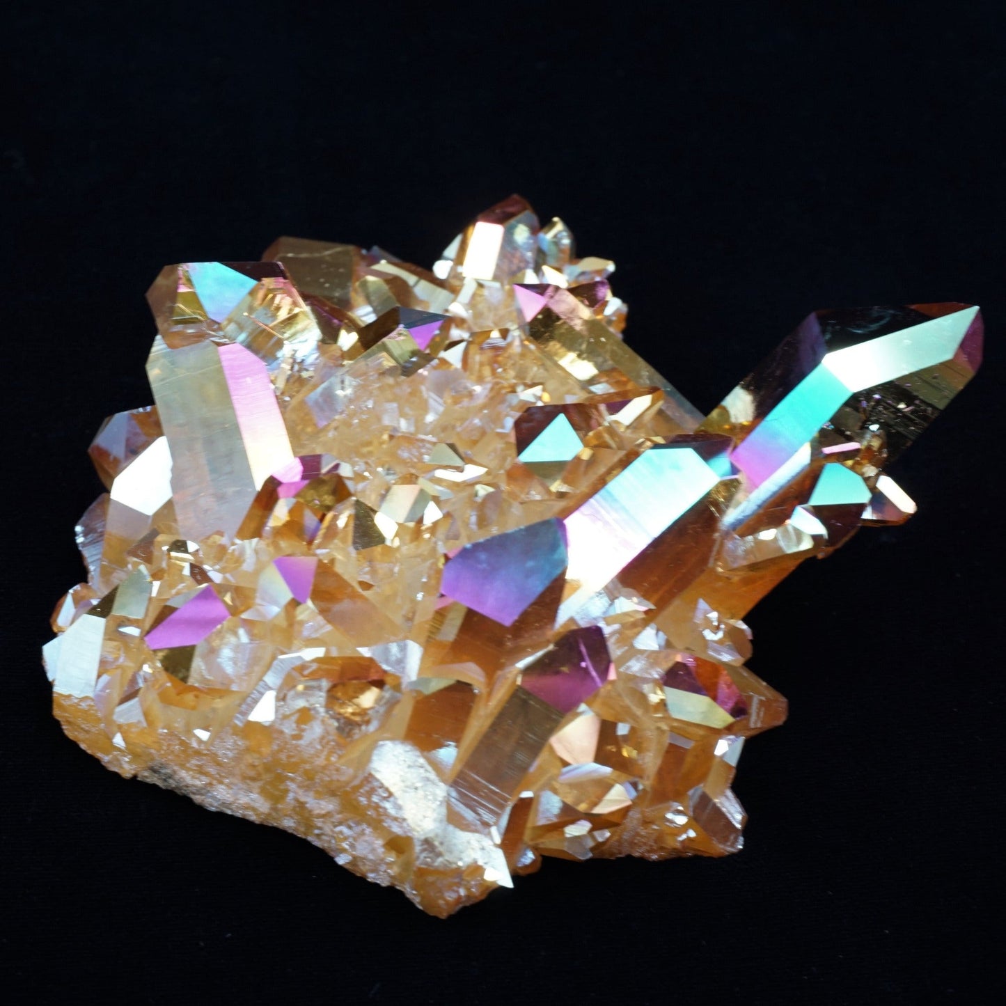 Sunset Aura Quartz Crystal Side