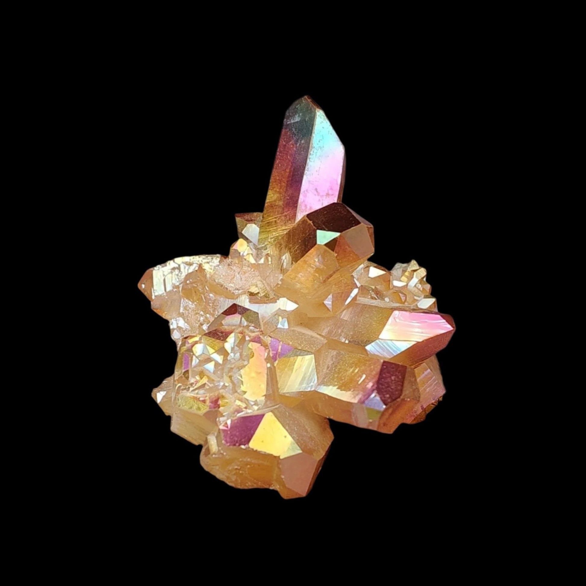 This is the left side of this sunset aura Quartz cluster