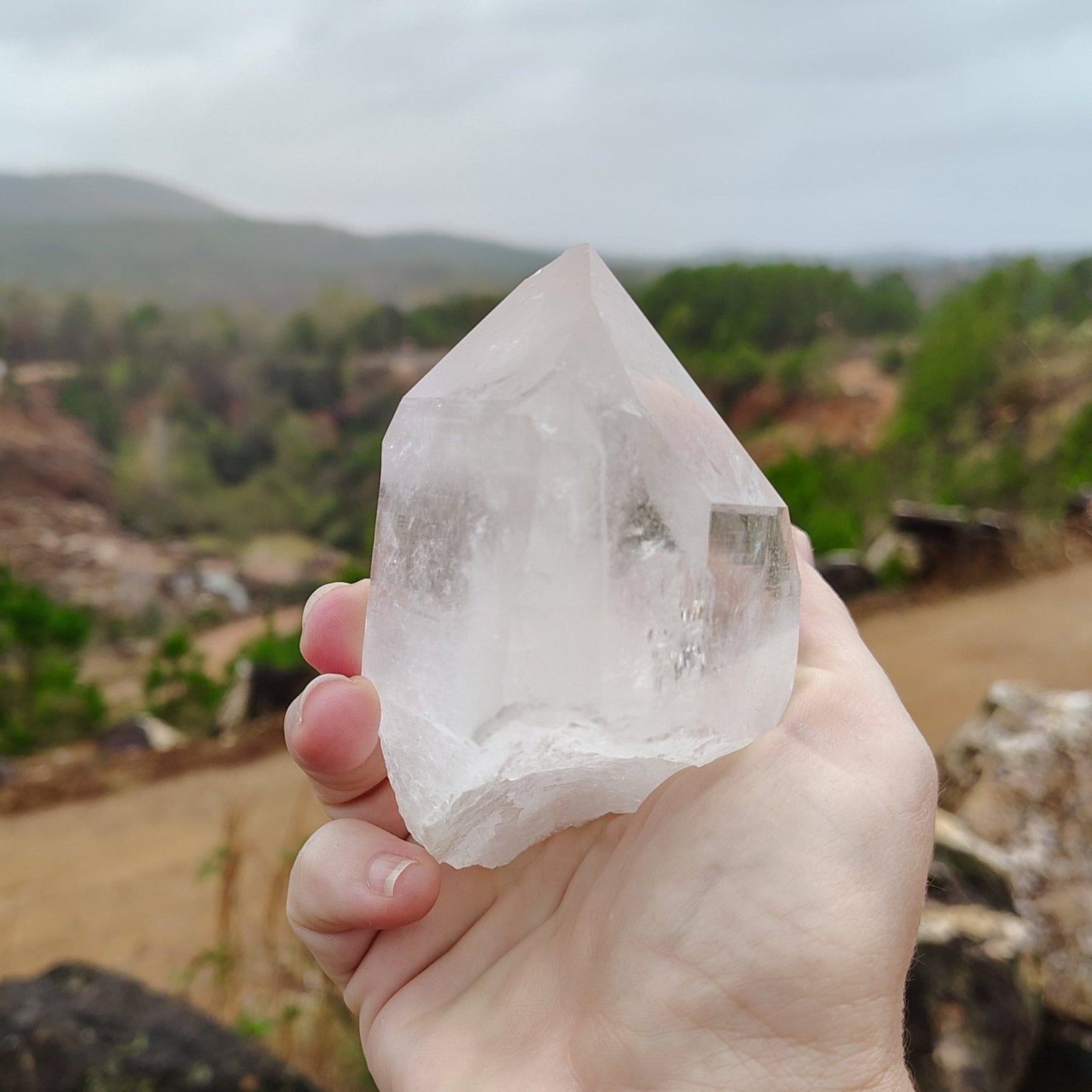 This is the right-side view of this single Quartz crystal point