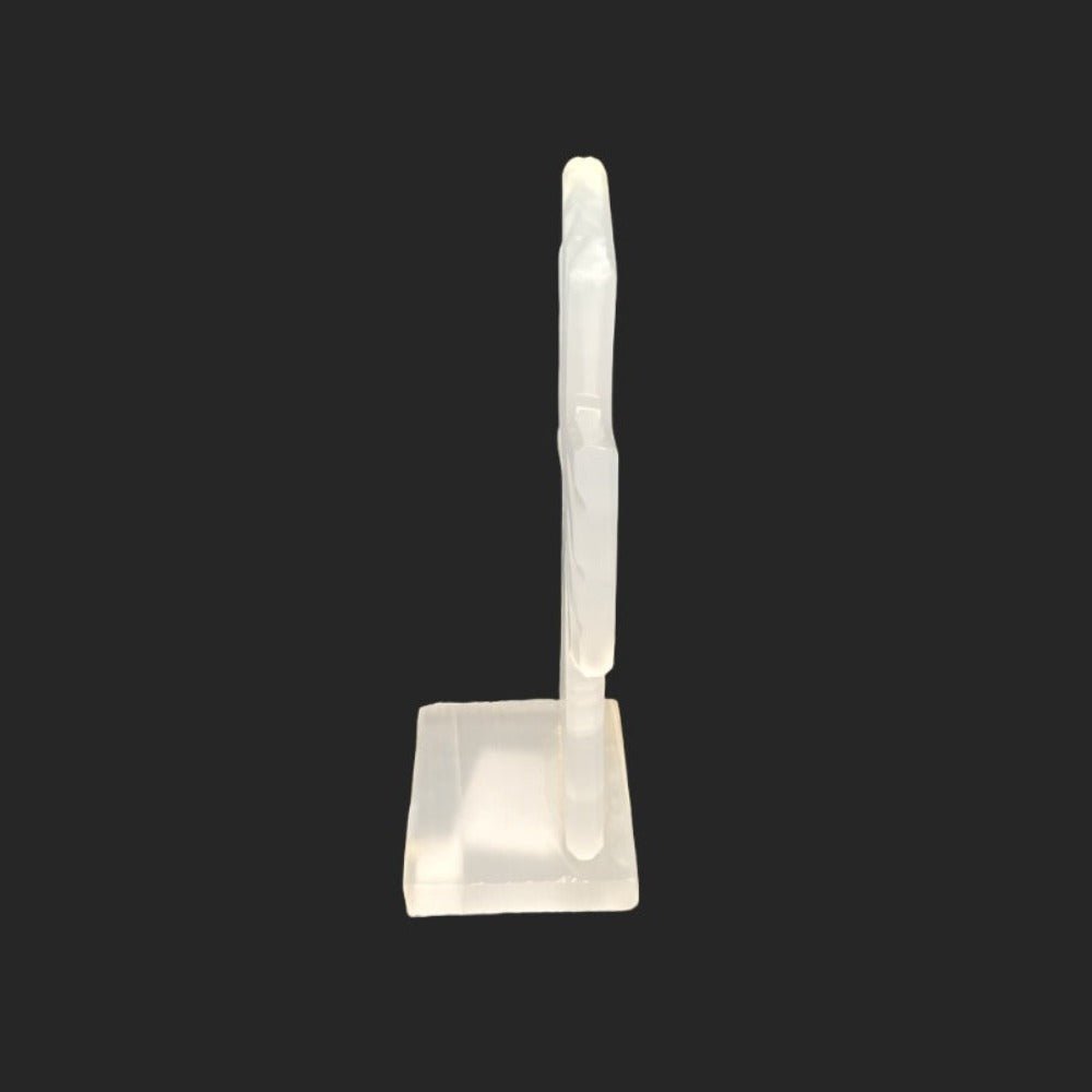 Translucent Calcite Cross With Square Base Home Decor. This Is The Side Profile Of The Cross.