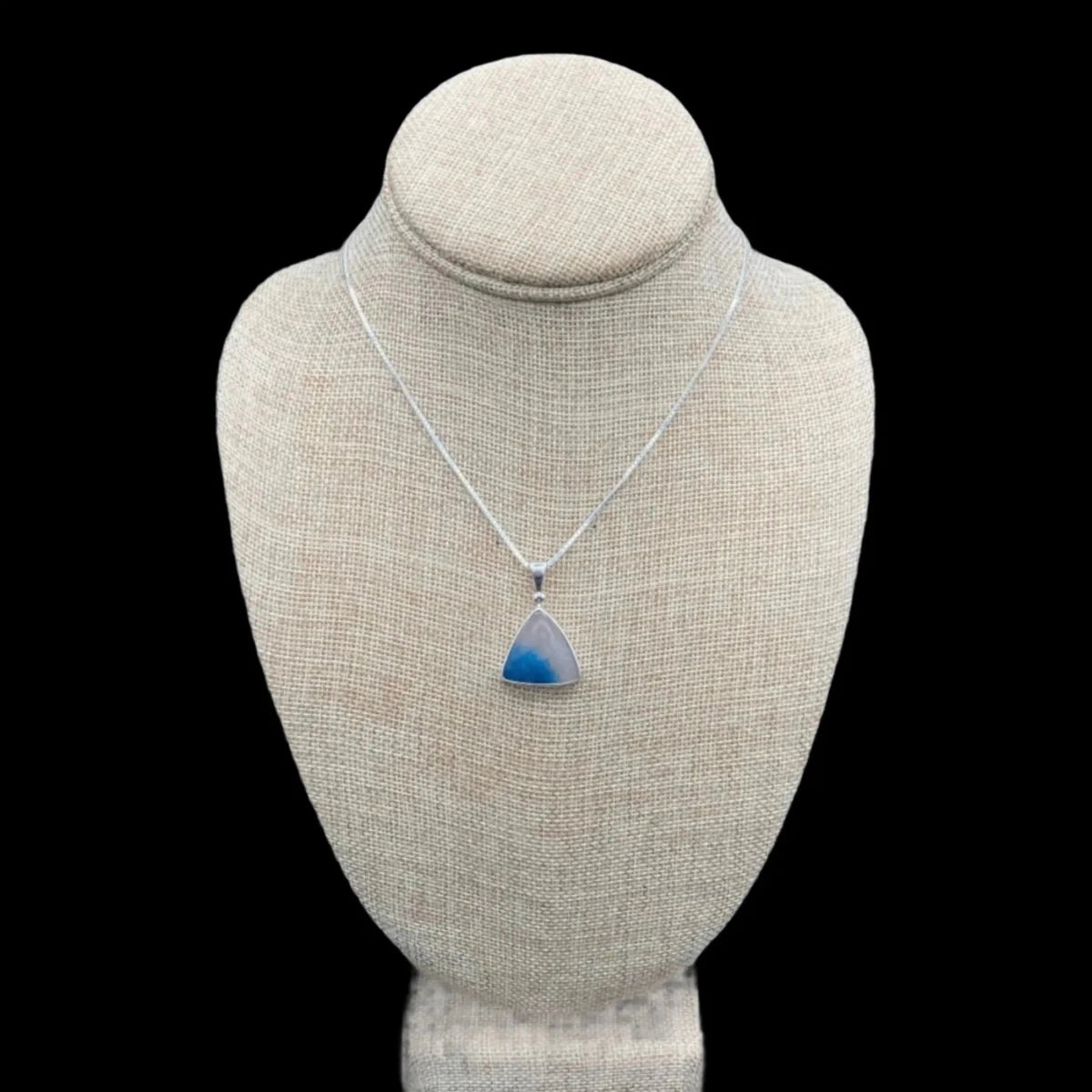 Sterling Silver and blue Dumortierite Quartz pendant necklace