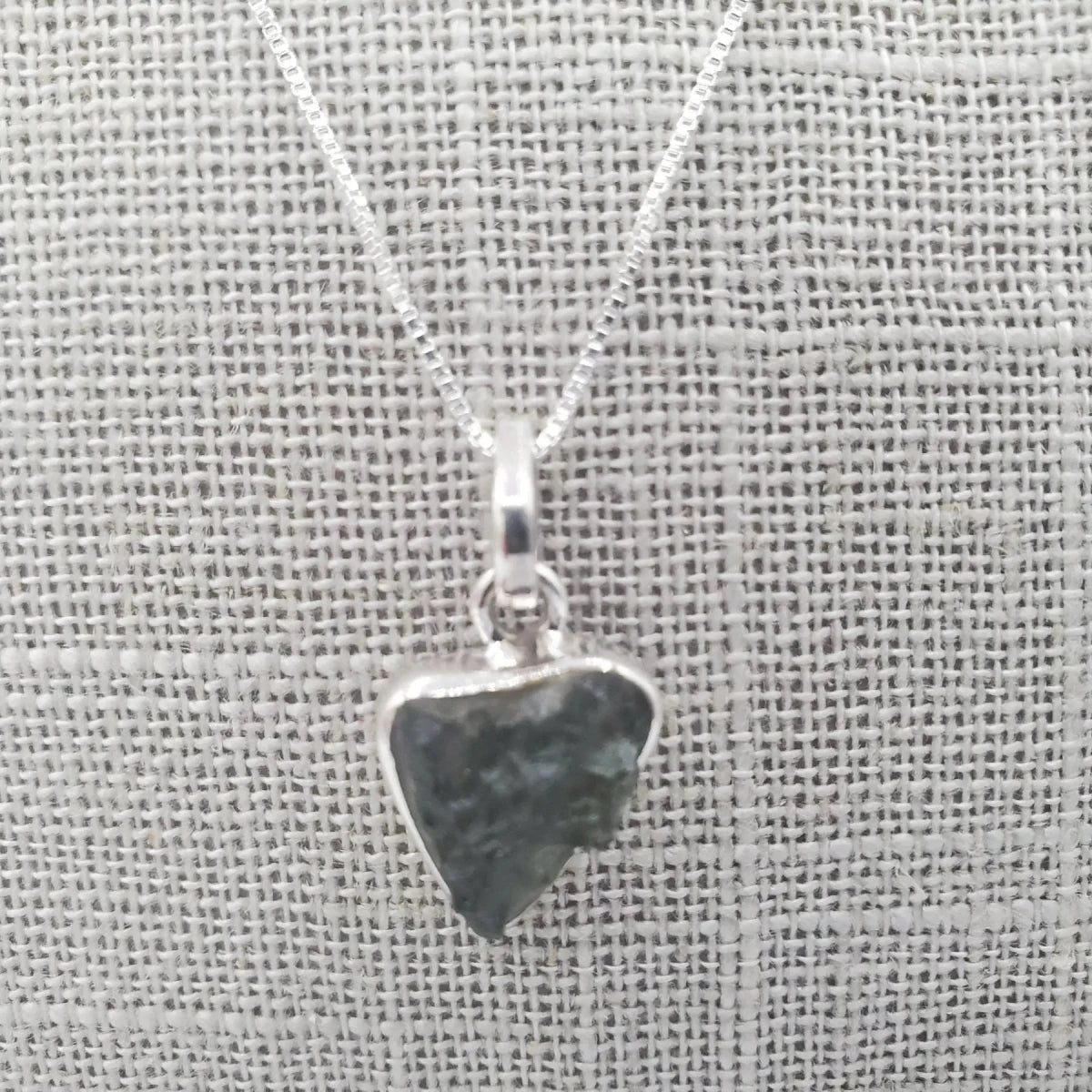 Triangular Moldavite Sterling Pendant Necklace