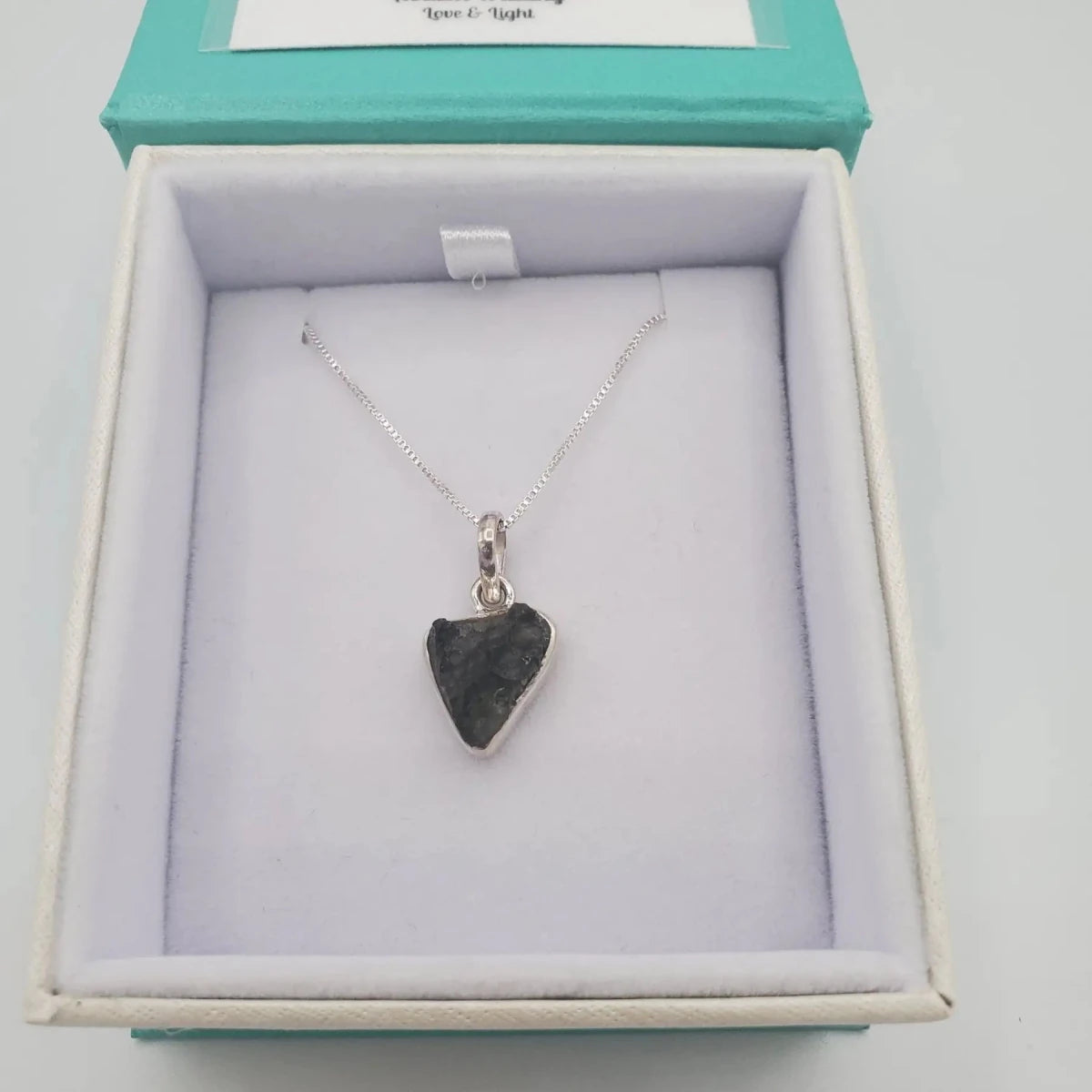 Triangular Moldavite Sterling Pendant Necklace