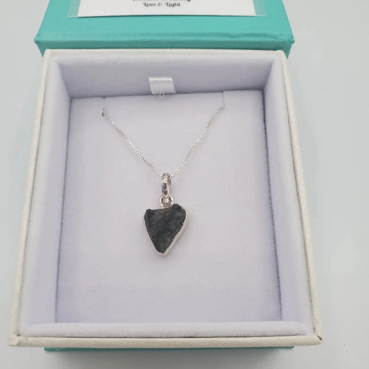 Triangular Moldavite Sterling Pendant Necklace