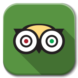 Trip Advisor Trademark Logo Green Yellow Owl Wearing White Eyeglasses With One Red Eye And One Green Eye