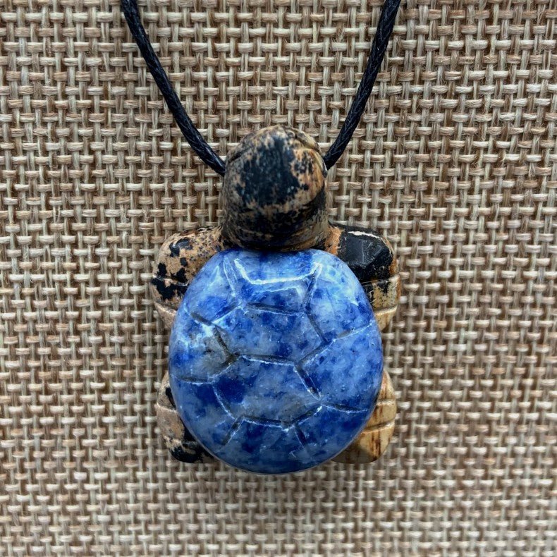 Gemstone Turlte Pendant Sodalite And Jasper